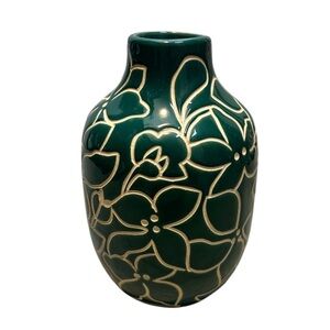 Opalhouse Green & White Indo Earthenware Floral Tropical 8" Vase